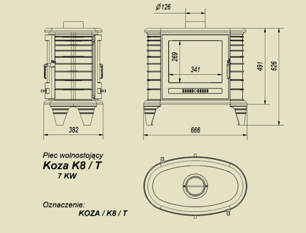 Печь камин KRATKI Koza K8 T