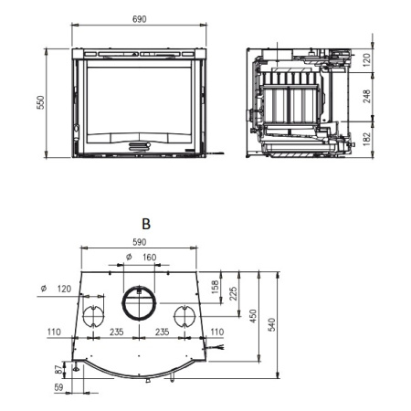 Топка камина La NORDICA Inserto 70 Ventilato Tondo