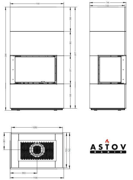 Печь камин ASTOV APLIT П2С 8457