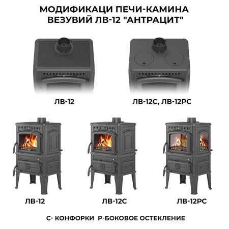 Печь камин ВЕЗУВИЙ LV-12 "Антрацит"