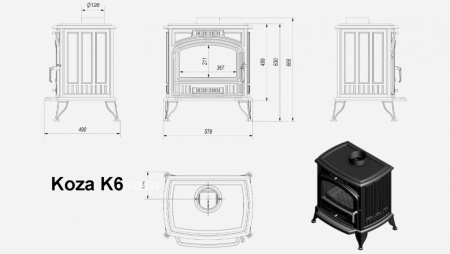 Печь камин KRATKI Koza K6