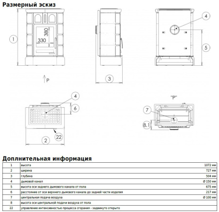 Изразцовая печь ABX Britania (кафельный цоколь)