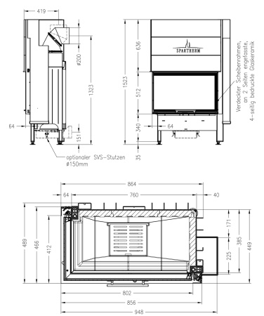 Топка камина SPARTHERM Varia 2Rh Linear 4S