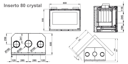 Топка камина La NORDICA Inserto EVO 80 Crystal Ventilato