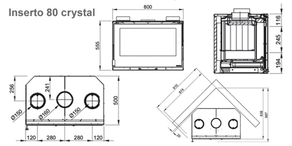 Топка камина La NORDICA Inserto EVO 80 Crystal Ventilato