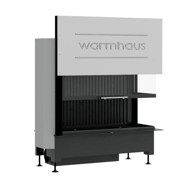 Топка WARMHAUS с правым угловым стеклом KANT R 100/57h (3D футеровка)